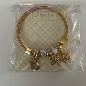 Gold Charm Bracelet with Crystal Accents